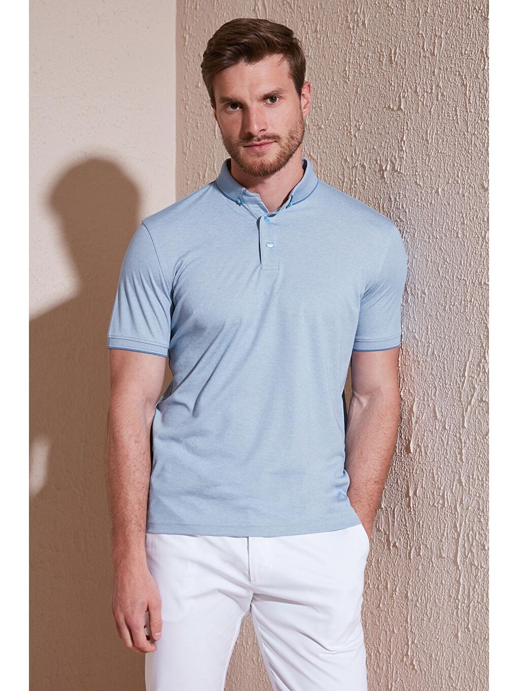 Buratti Mavi Slim Fit Polo Yaka Kısa Kollu Erkek Tişört 646R1000