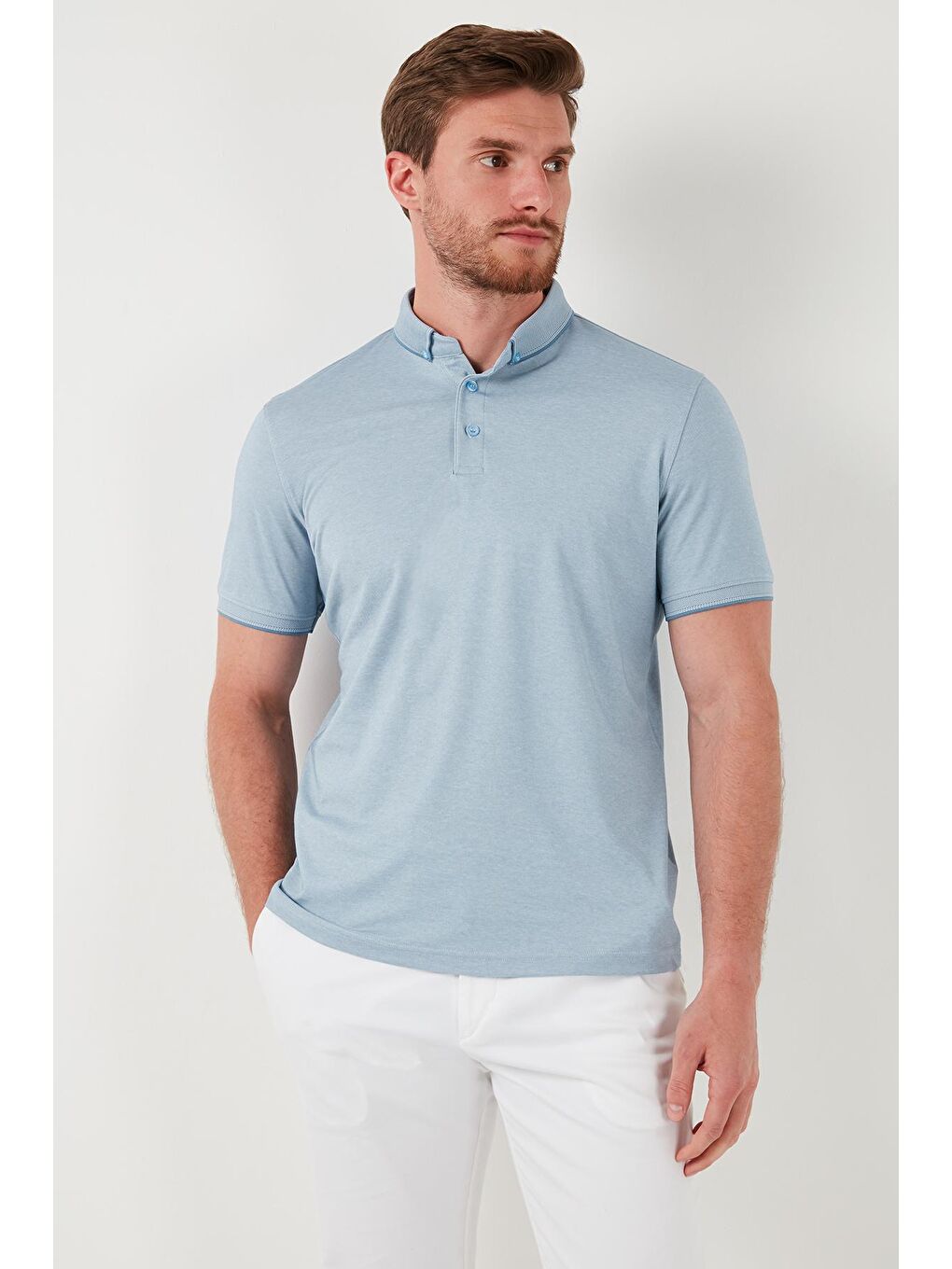 Buratti Mavi Slim Fit Polo Yaka Kısa Kollu Erkek Tişört 646R1000 - 4