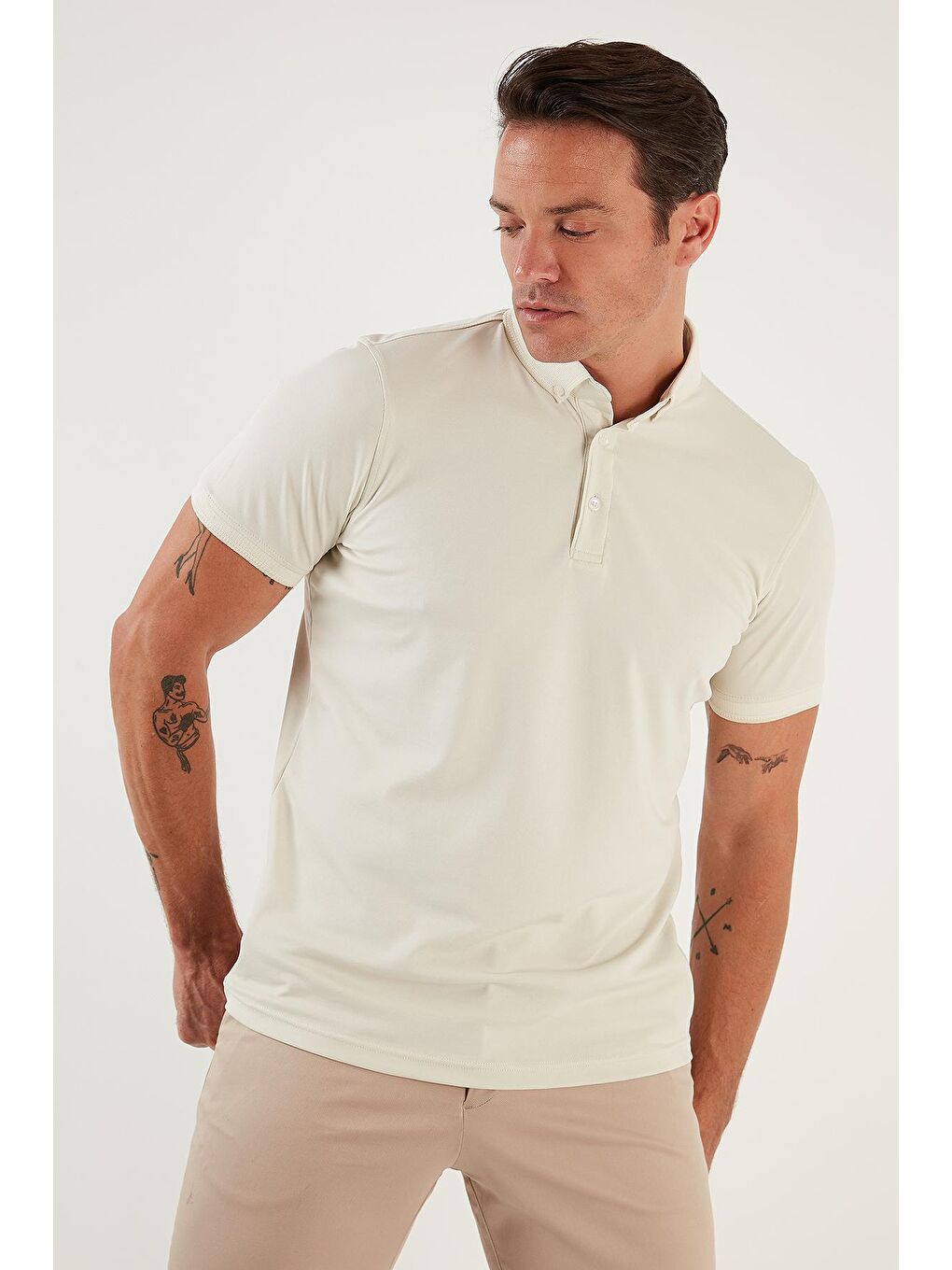 Buratti Ekru Pamuklu Slim Fit Polo T Shirt 646R1000 - 1