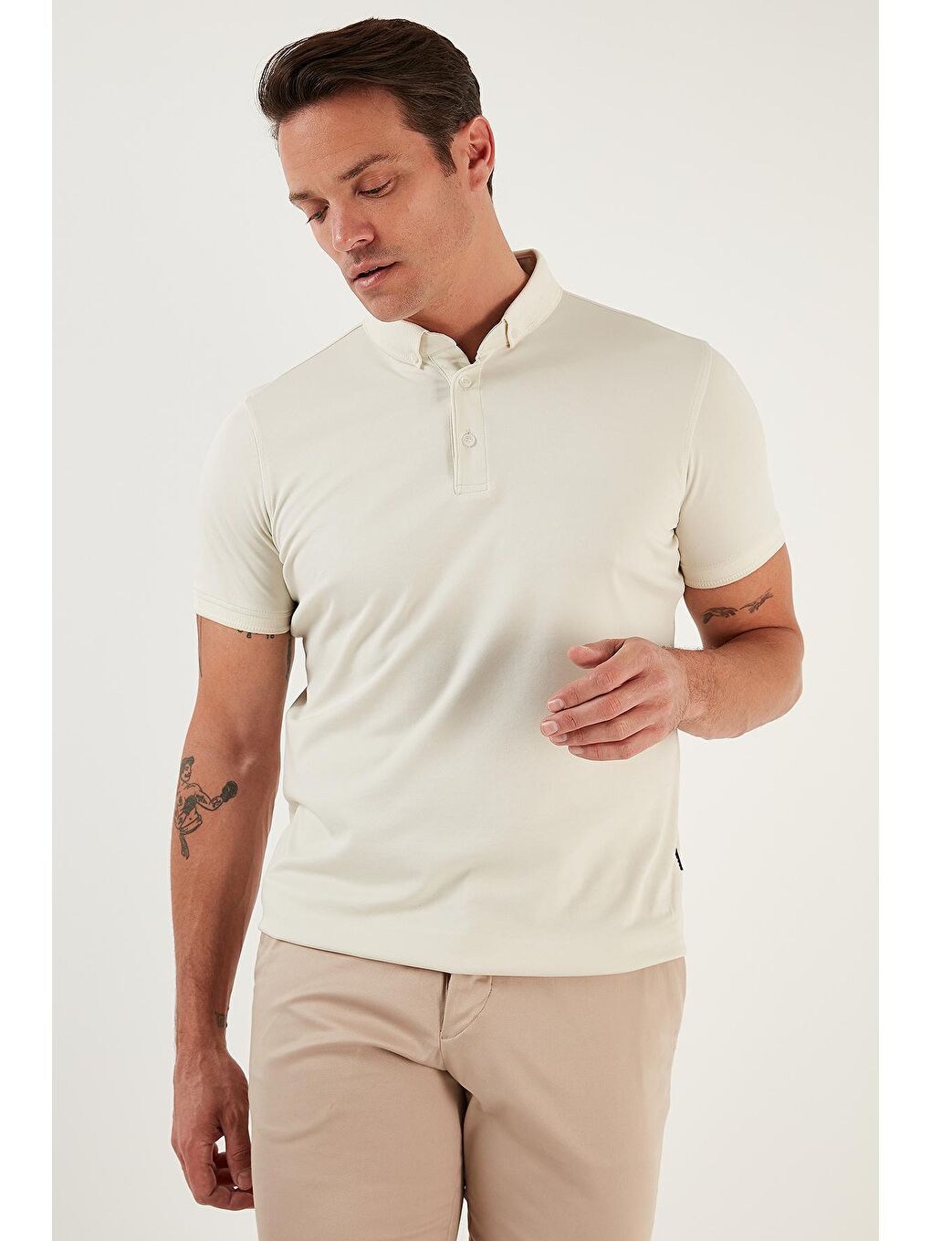 Buratti Ekru Pamuklu Slim Fit Polo T Shirt 646R1000 - 4