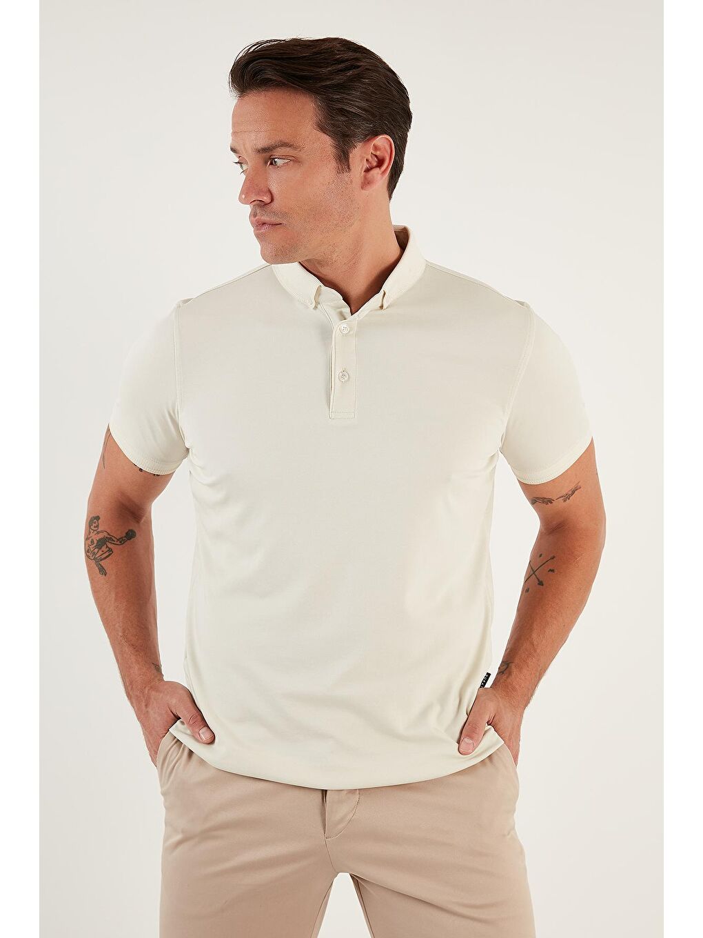 Buratti Ekru Pamuklu Slim Fit Polo T Shirt 646R1000 - 5