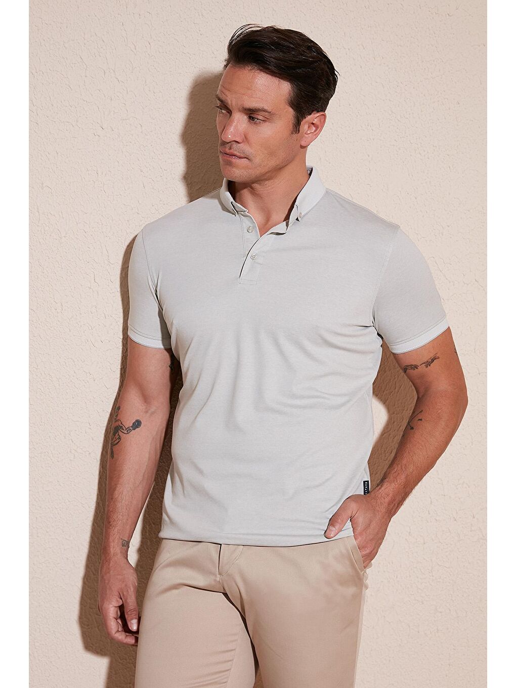 Buratti Gri Pamuklu Slim Fit Polo T Shirt 646R1000