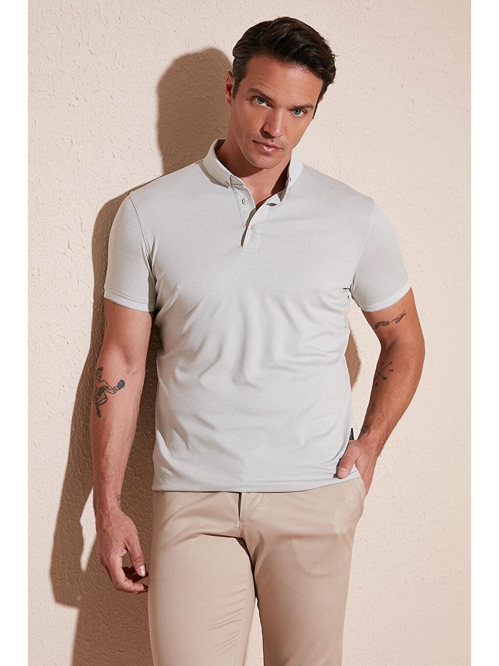 Buratti Gri Pamuklu Slim Fit Polo T Shirt 646R1000 - 1