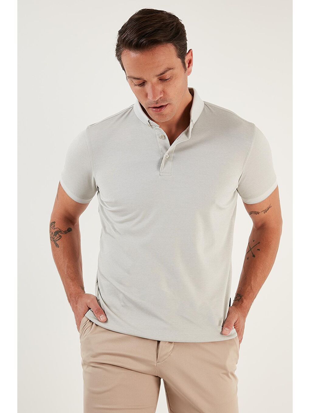 Buratti Gri Pamuklu Slim Fit Polo T Shirt 646R1000 - 3