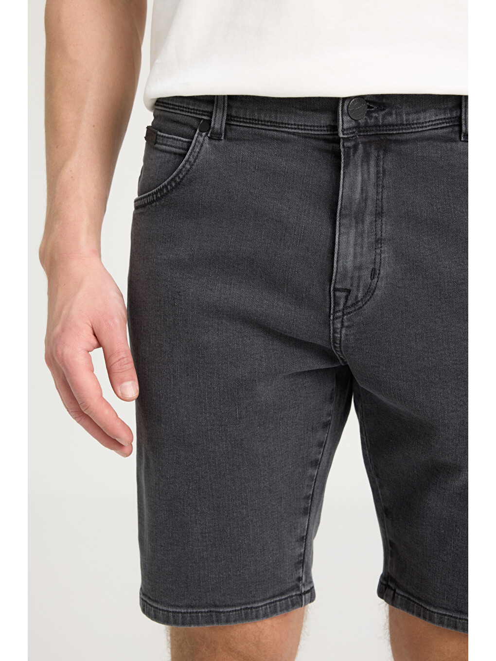 Gri Texas Regular Fit Normal Bel Esnek Jean Şort-1