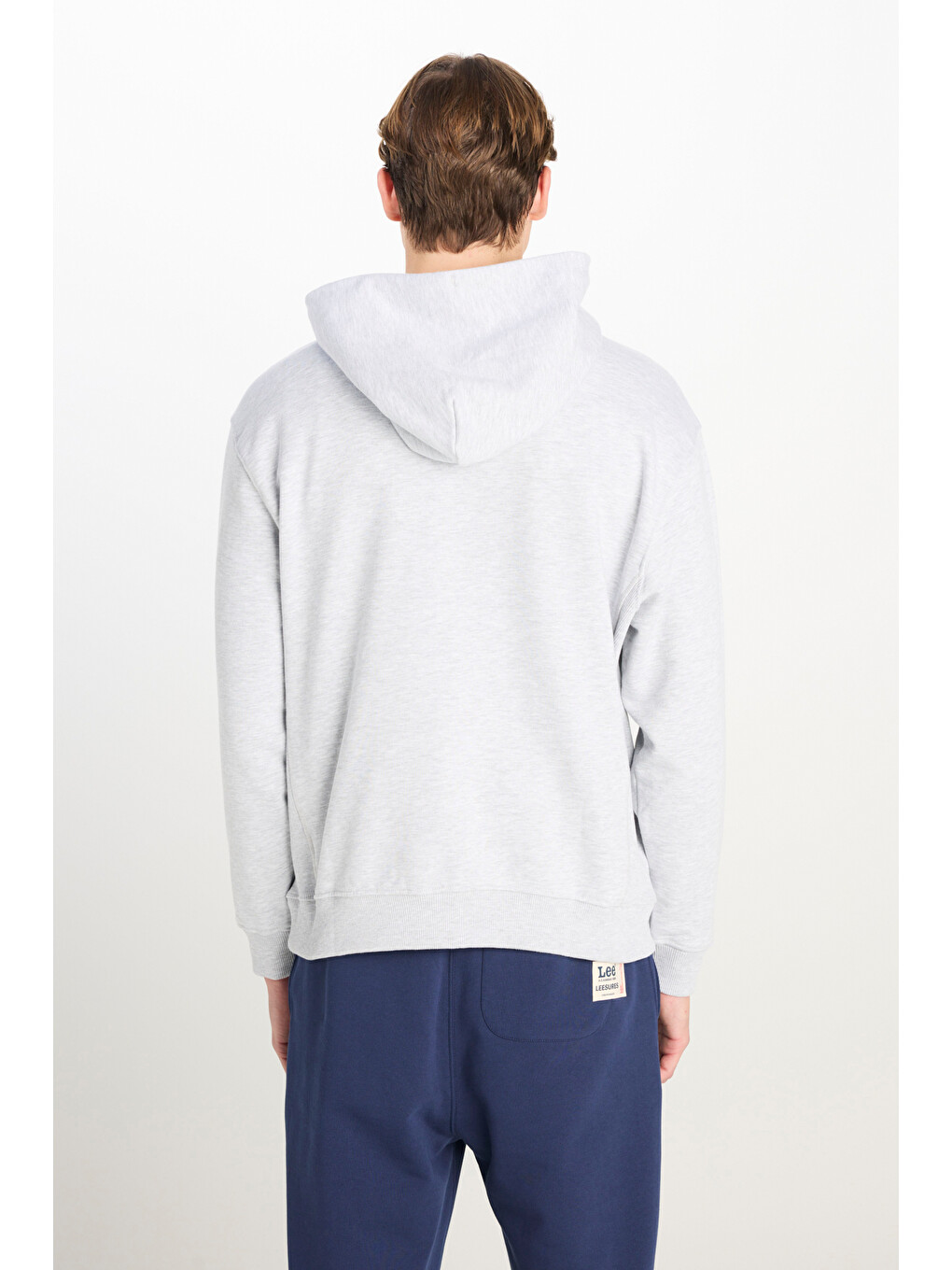 Loose Fit Kapüşonlu Gri Melanj Sweatshirt-4
