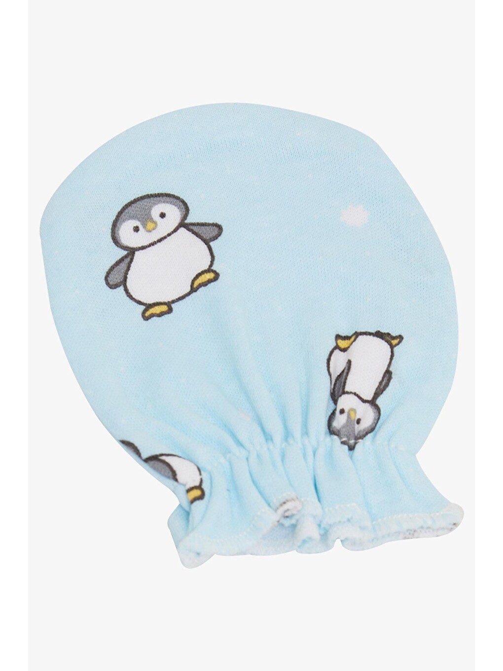 Yenidoğan Bebek Eldiven Penguen Desenli Açık Mavi (7 X 9 Cm)-2