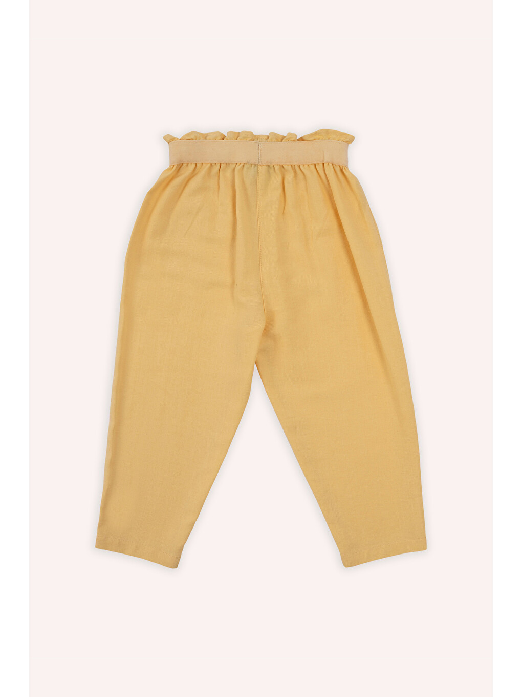 Kız Bebek Beli Lastikli Cepli Sarı Pantolon