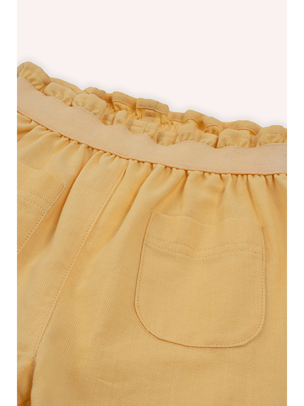 Kız Bebek Beli Lastikli Cepli Sarı Pantolon-1