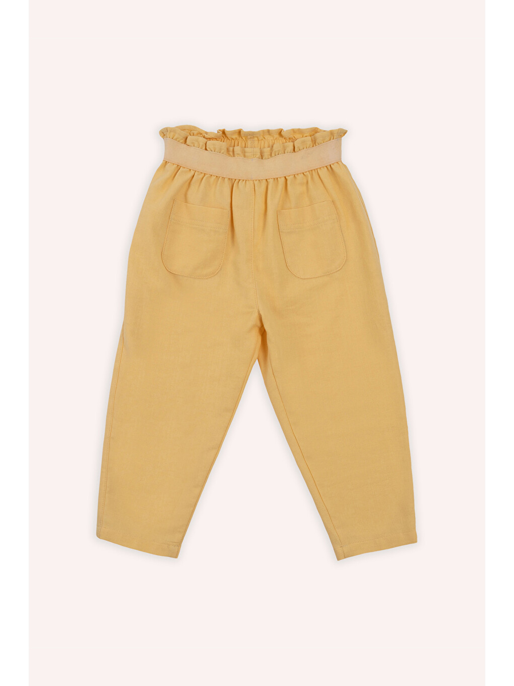 Kız Bebek Beli Lastikli Cepli Sarı Pantolon-2