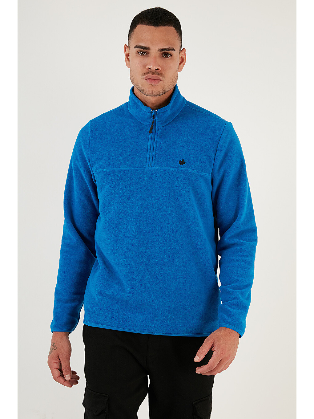 Mavi Slim Fit Fermuarlı Dik Yaka Kışlık Şardonlu Polar 5906001-1