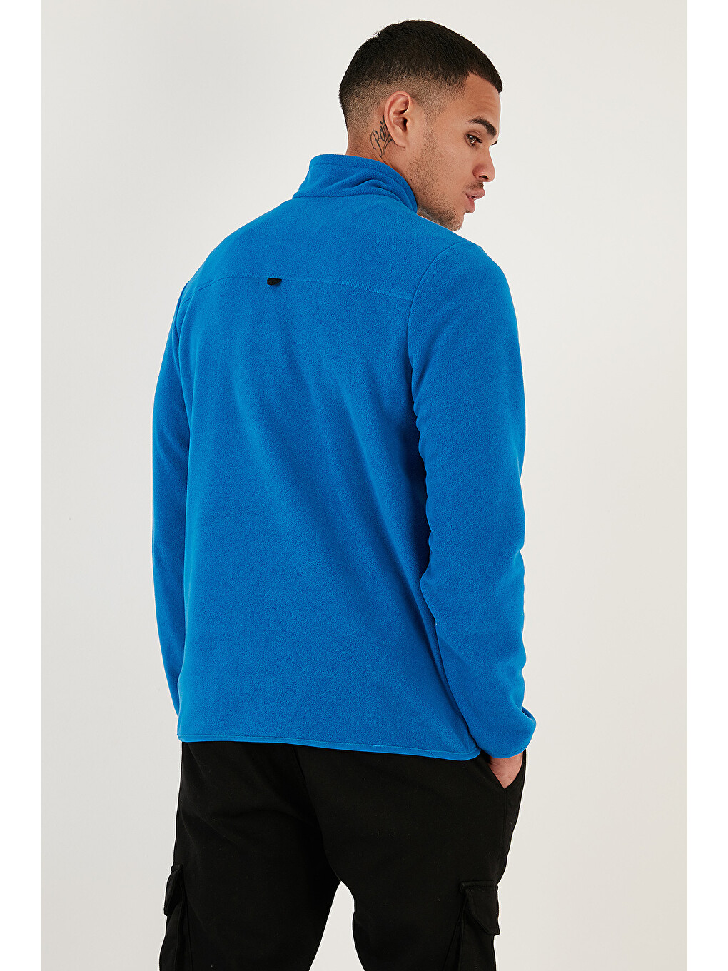 Mavi Slim Fit Fermuarlı Dik Yaka Kışlık Şardonlu Polar 5906001-5