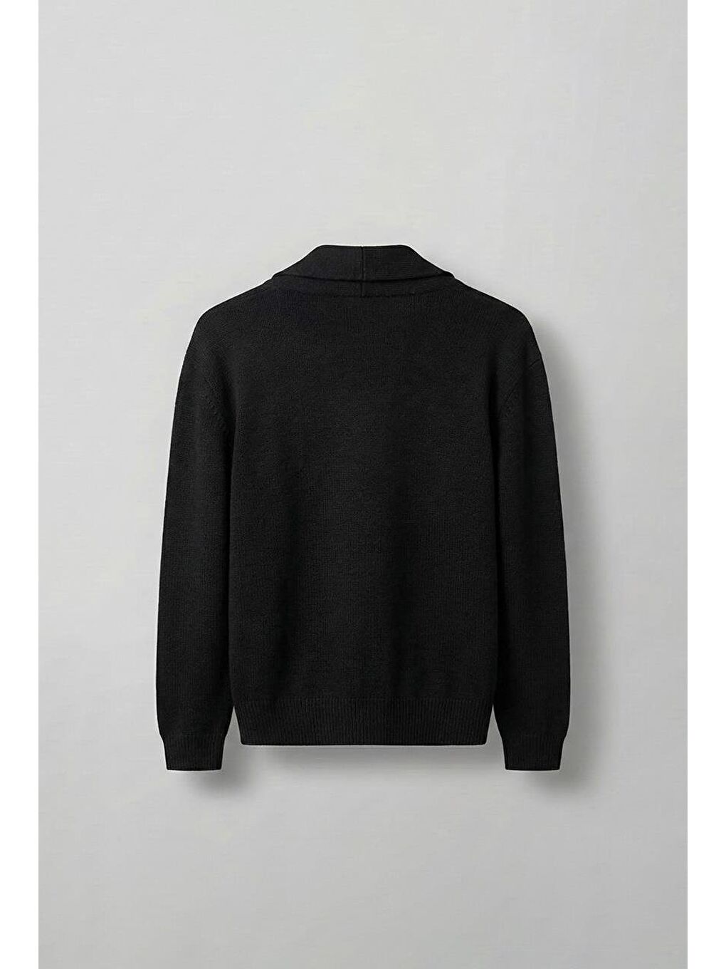 Erkek Yarım Fermuarlı Dik Yaka Kazak Siyah-1