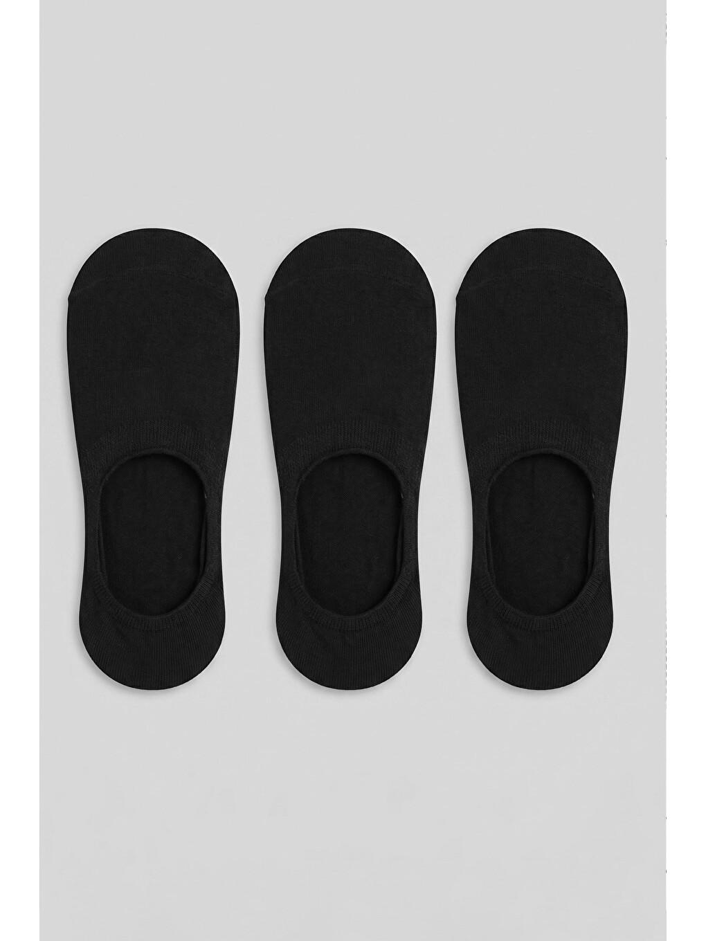 Unisex Bambu Silikonlu Görünmez Babet Çorap 3'lü Set Siyah