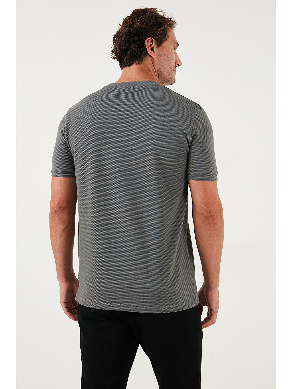 Haki Streç Pamuklu Slim Fit Sıfır Yaka Tişört 5902639-8