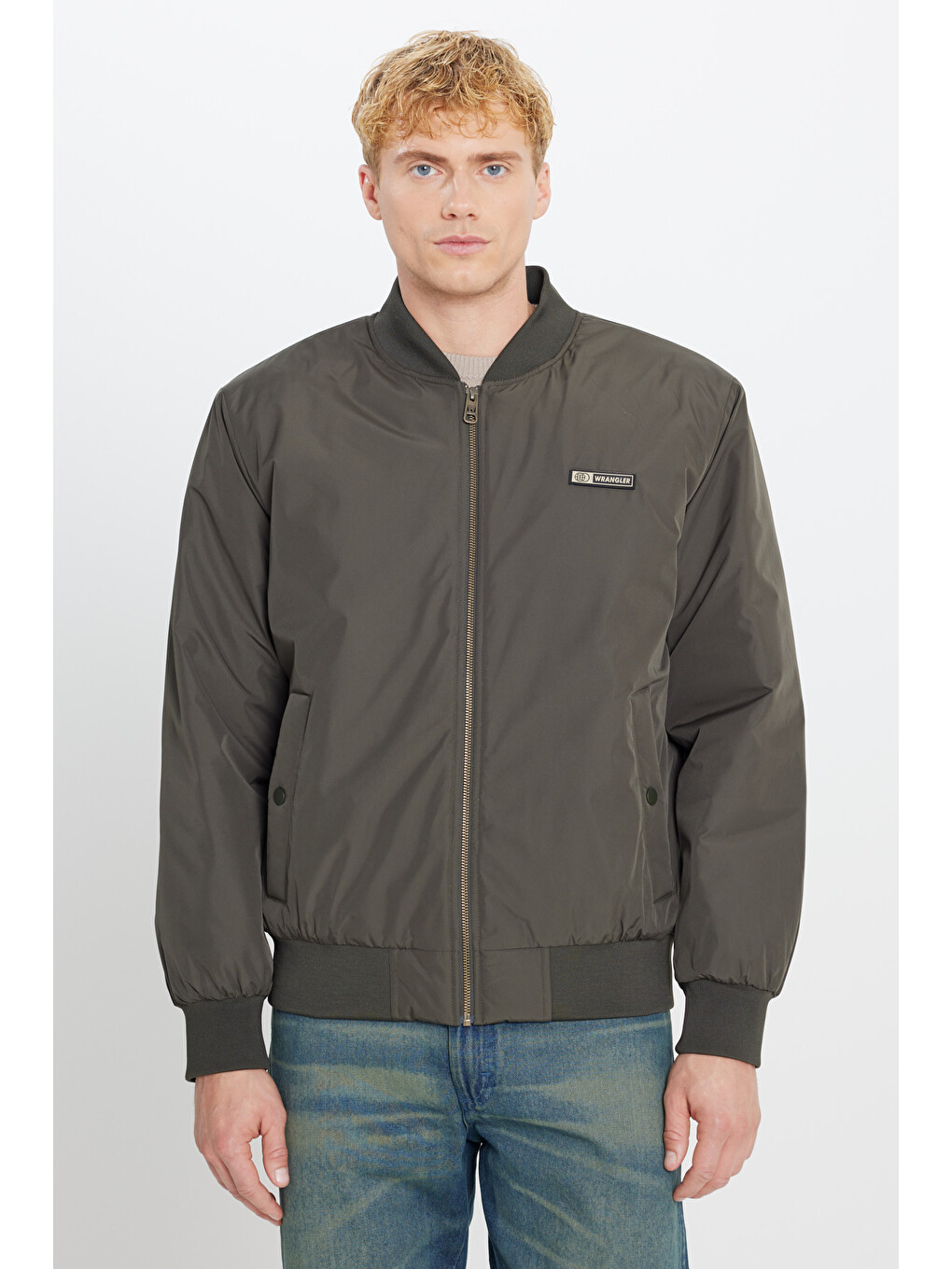 Haki Regular Fit Normal Kesim Gömlek Yaka Cepli Bomber Ceket Mont-1