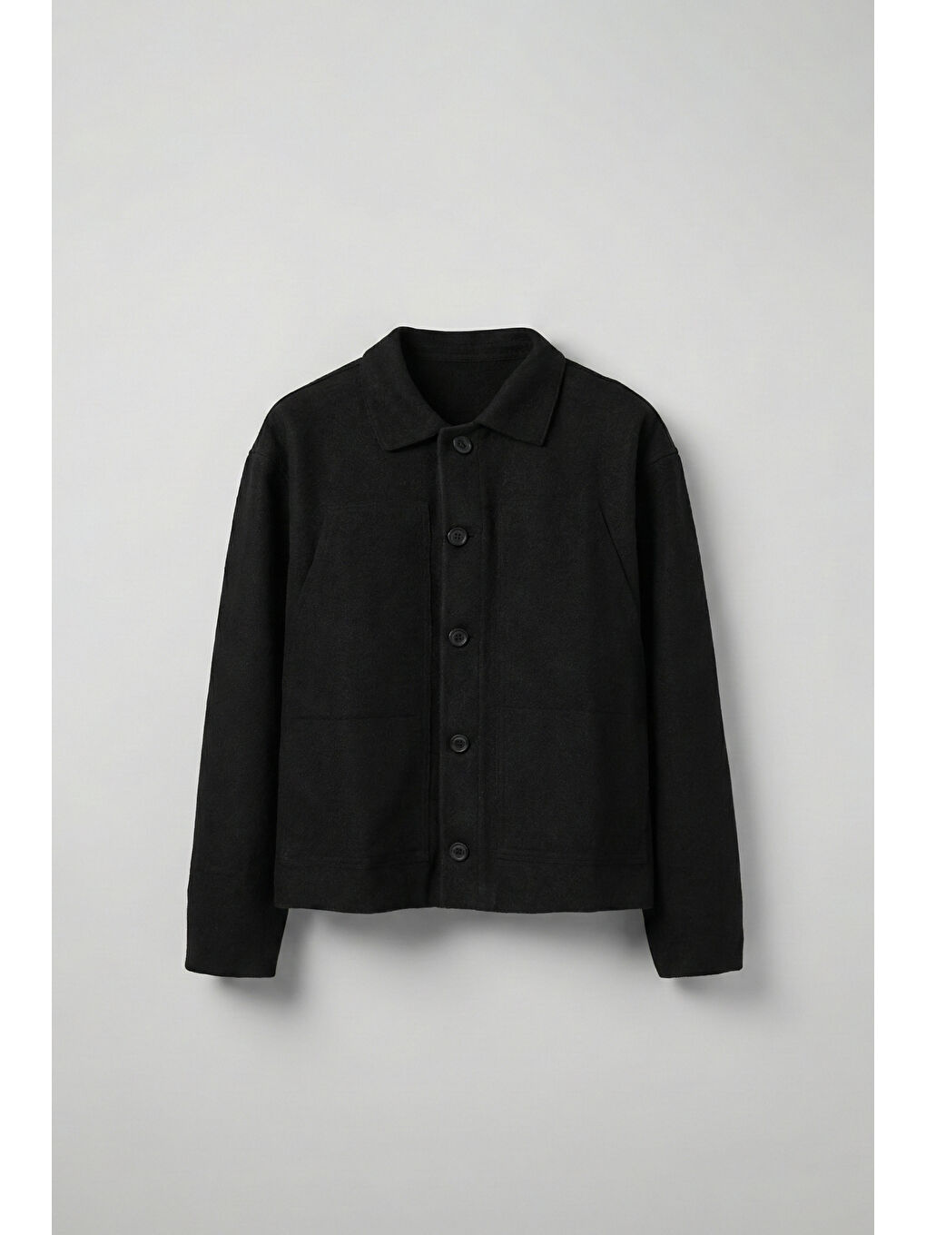 Erkek Relaxed Fit Kaşe Mont Siyah