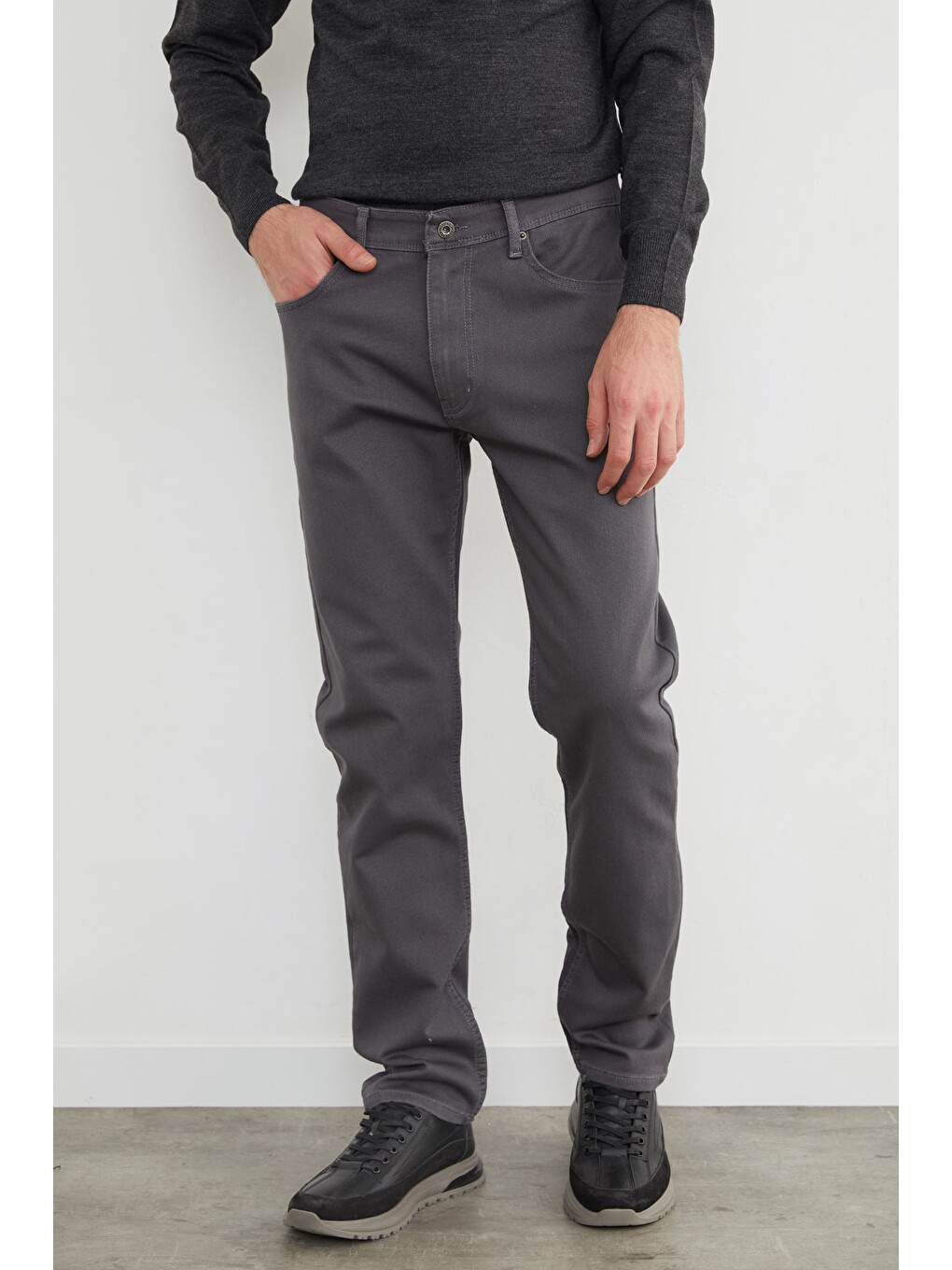 Gri Büyük Beden Regular Fit Normal Bel Jean-2