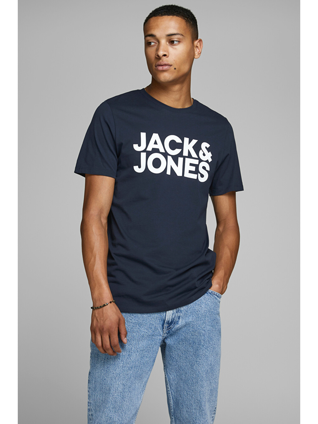 Lacivert Jjecorp Pamuklu Slim Fit Bisiklet Yaka Erkek T Shirt 12151955