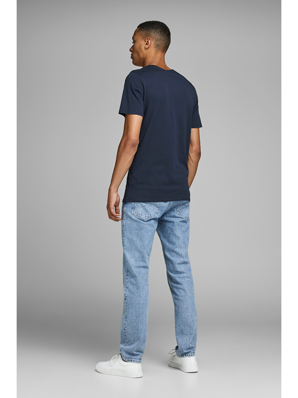 Lacivert Jjecorp Pamuklu Slim Fit Bisiklet Yaka Erkek T Shirt 12151955-2