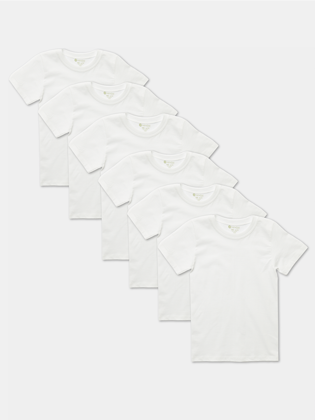 Beyaz Erkek Çocuk Organik Pamuk Penye  Tişört 6 ' lı Paket 2004-6