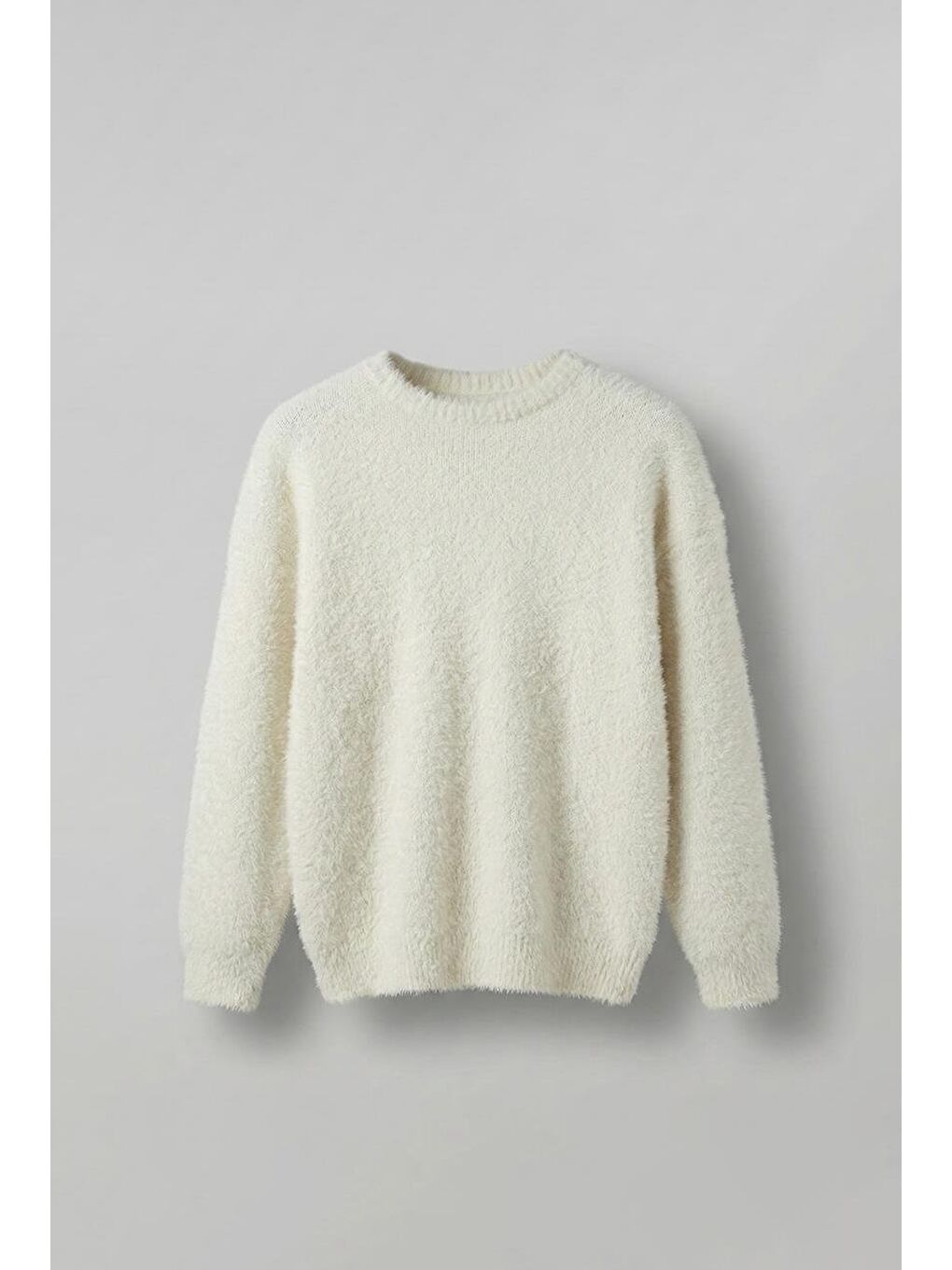 Erkek Oversize Dokulu Kazak Ekru-2