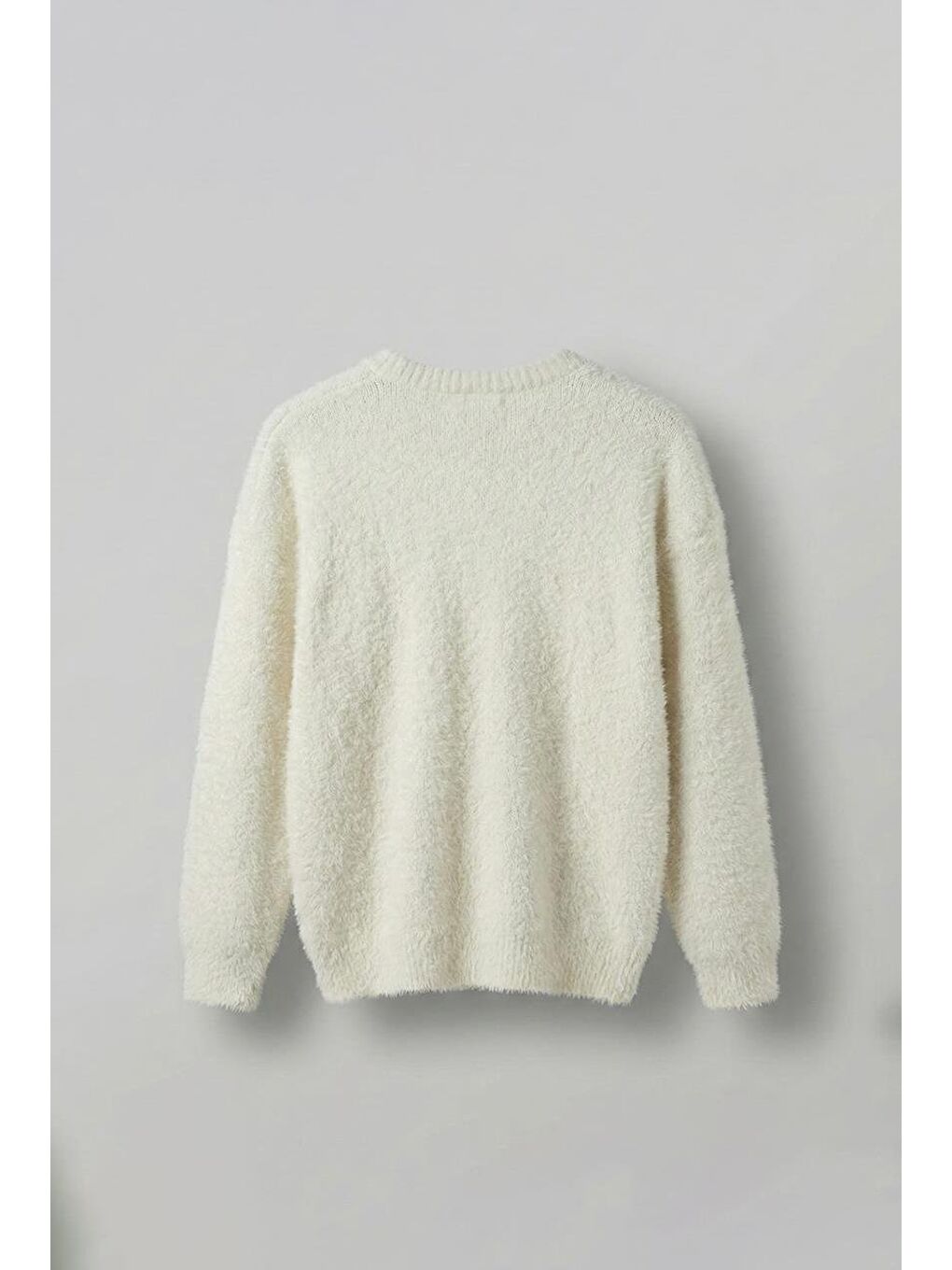 Erkek Oversize Dokulu Kazak Ekru-3