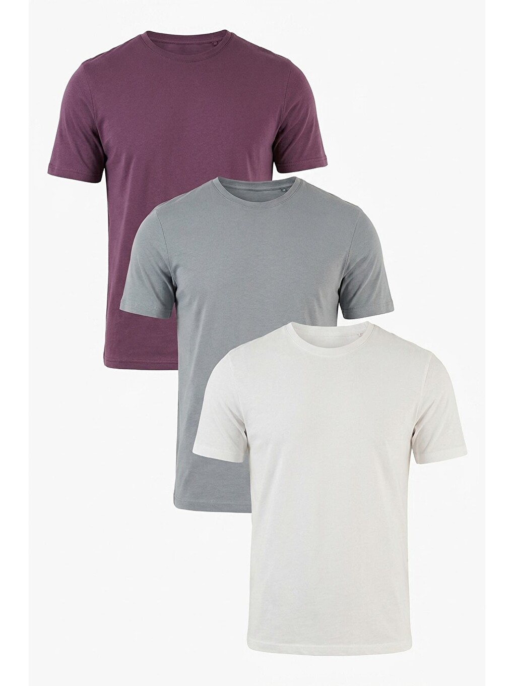 Mor Pamuklu Regular Fit Bisiklet Yaka 3'lü Paket T Shirt 59020204s3