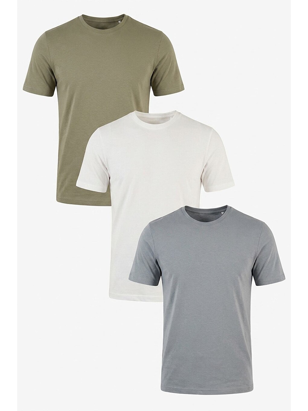 Bej Pamuklu Regular Fit Bisiklet Yaka 3'lü Paket T Shirt 59020204s3