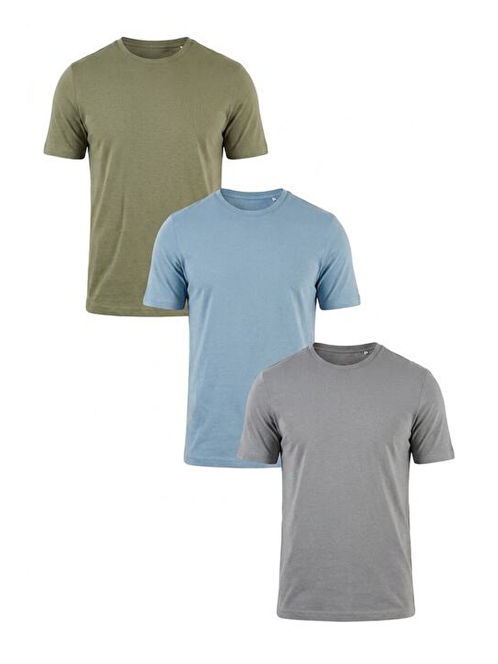 Gri Pamuklu Regular Fit Bisiklet Yaka 3'lü Paket T Shirt 59020204s3