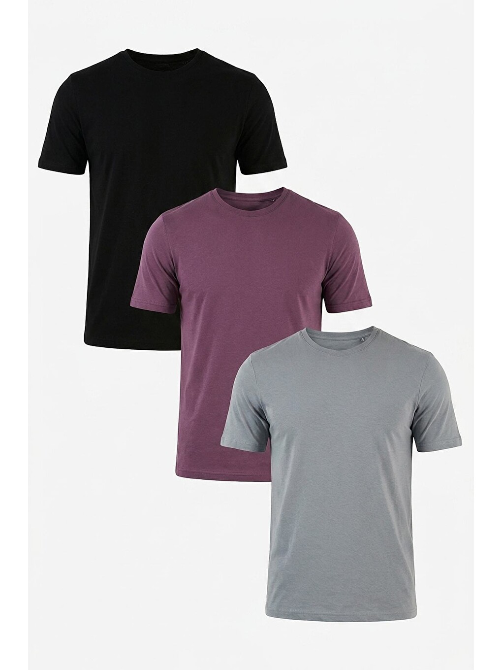 Mor Pamuklu Regular Fit Bisiklet Yaka 3'lü Paket T Shirt 59020204s3