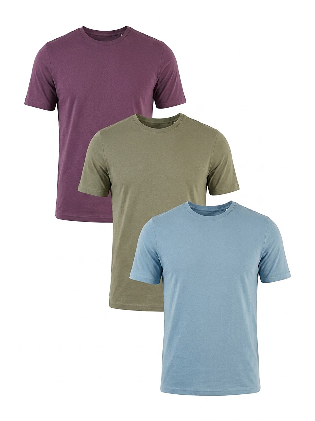 Yeşil Pamuklu Regular Fit Bisiklet Yaka 3'lü Paket T Shirt 59020204s3