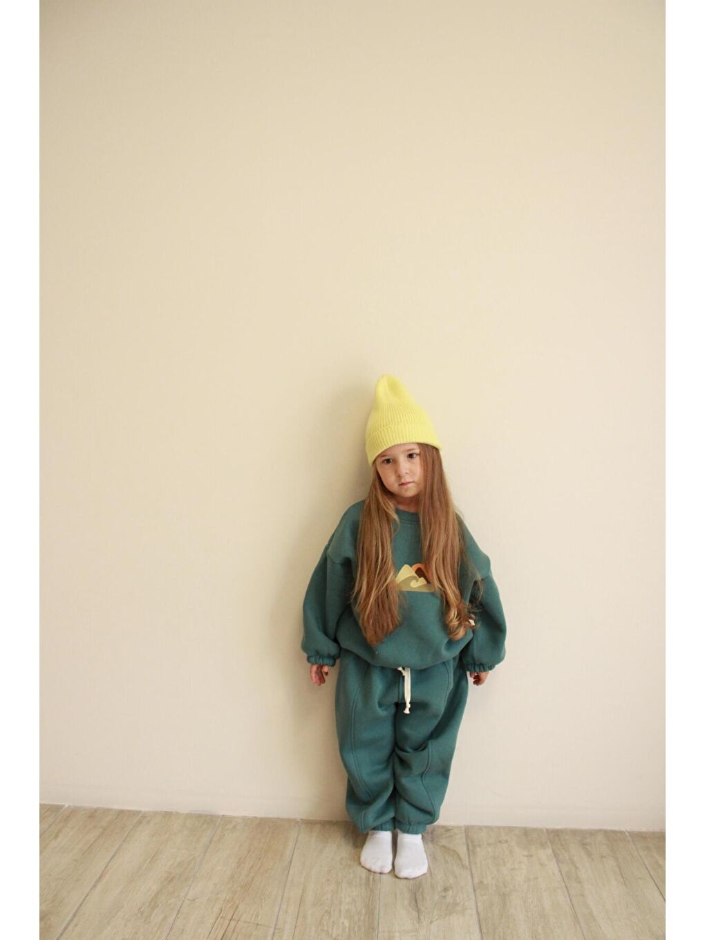 Yeşil Nefti Dağ Nakışlı Çocuk Alt Üst Takım-6