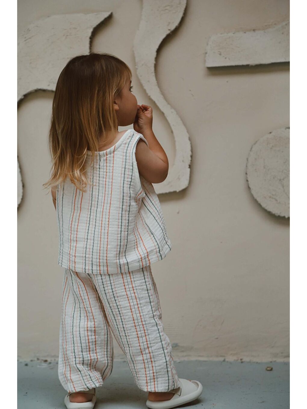 Turuncu-Yeşil Çizgili Atlet ve Pantolon Takım-6