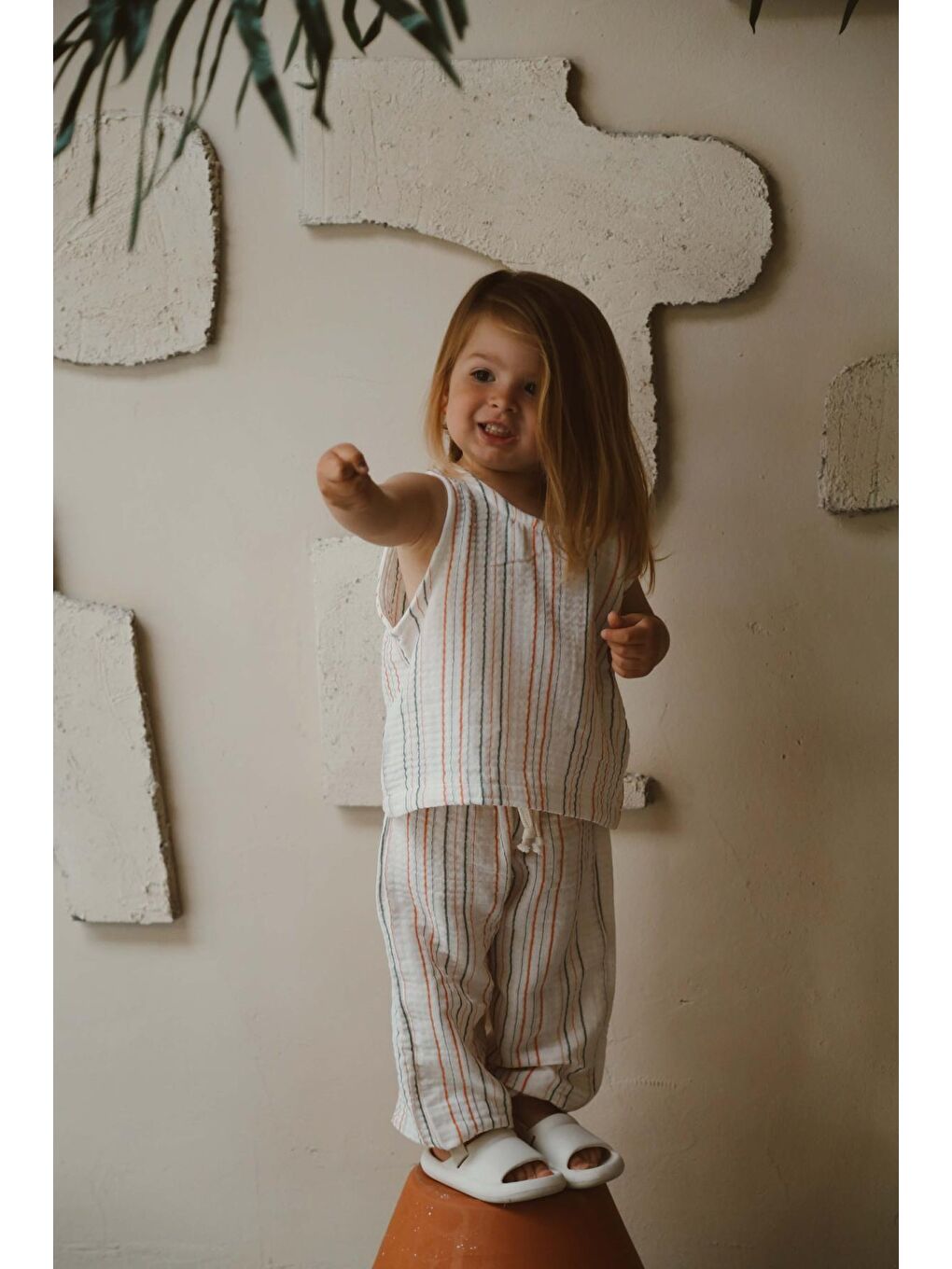 Turuncu-Yeşil Çizgili Atlet ve Pantolon Takım-7