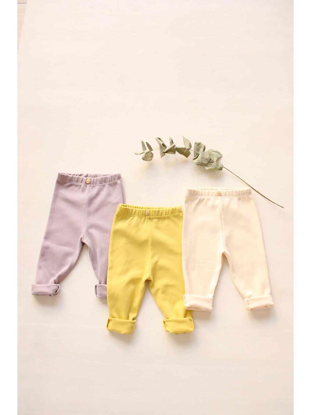 Ekru 3lü Penye Bebek Tayt Model 5-8