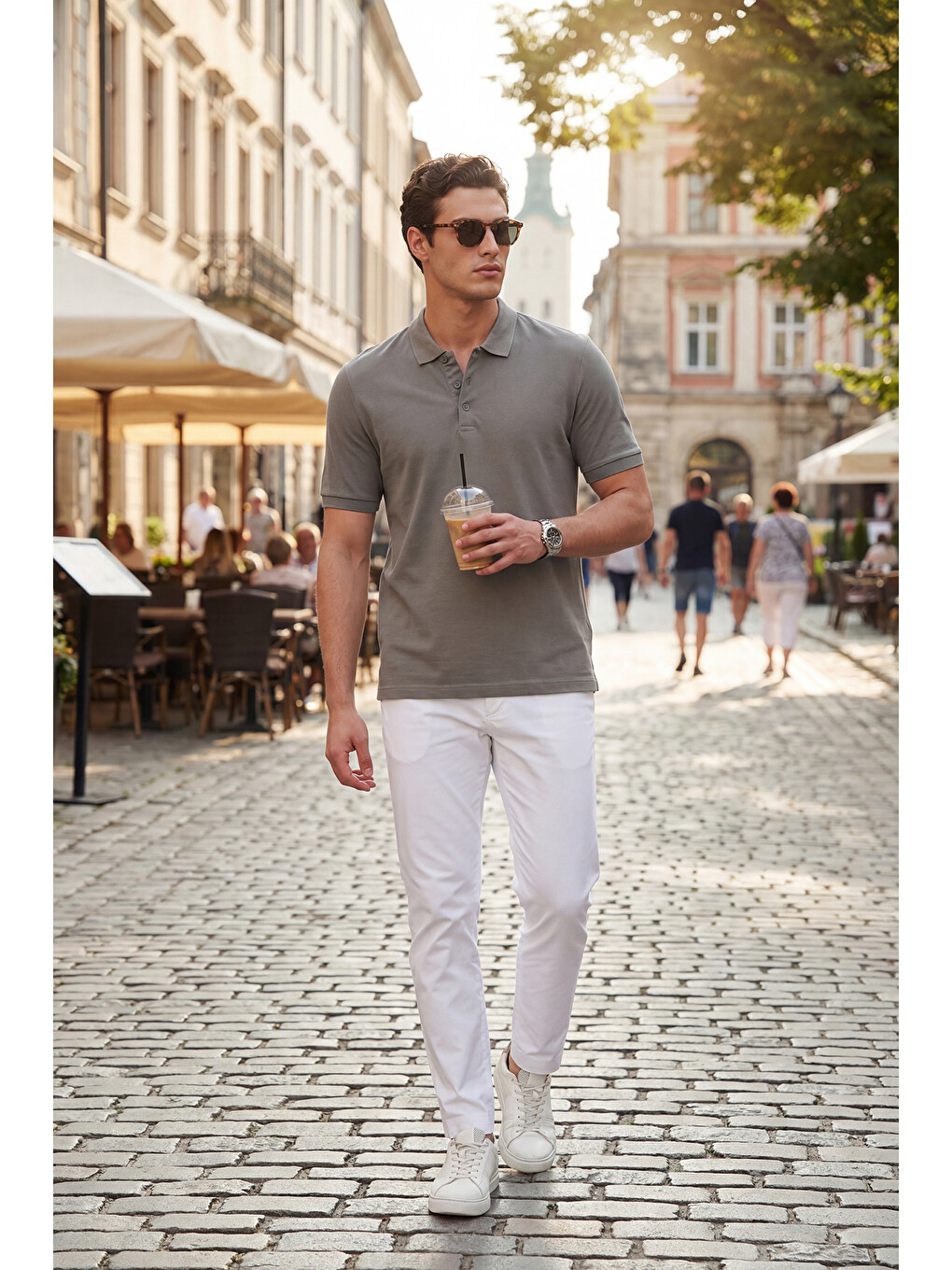Yeşil % 100 Pamuk Regular Fit Düğmeli Erkek Polo Yaka Tişört 5902127