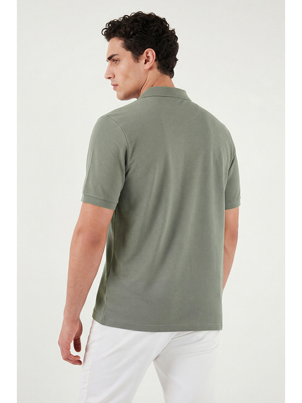 Yeşil % 100 Pamuk Regular Fit Düğmeli Erkek Polo Yaka Tişört 5902127-5