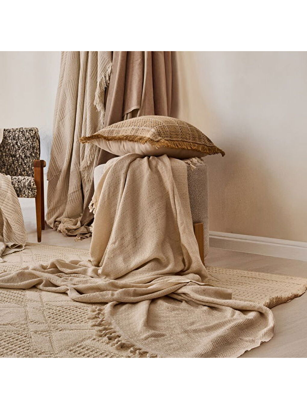 Soft Koltuk Şalı - Beyaz - 180x210 cm-3