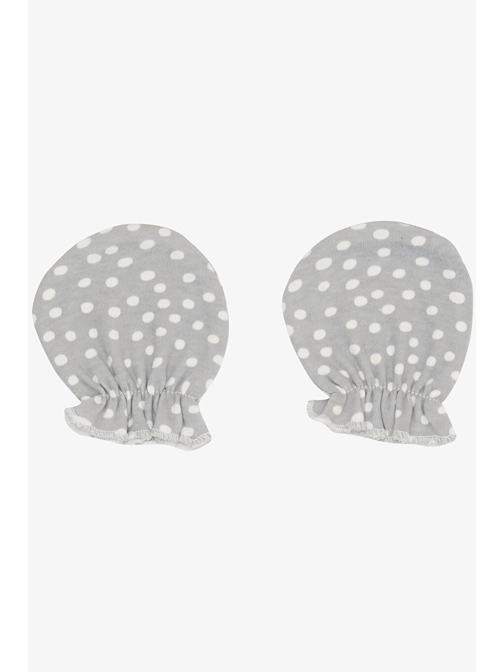 Yenidoğan Bebek Eldiveni Puantiye Desenli Açık Gri (7 X 9 Cm)-1