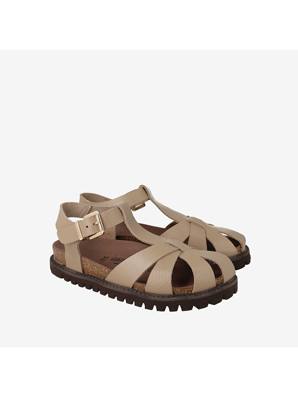 Bej Kadın Sandalet G106774 Howea Embossed Leather Taupe-1