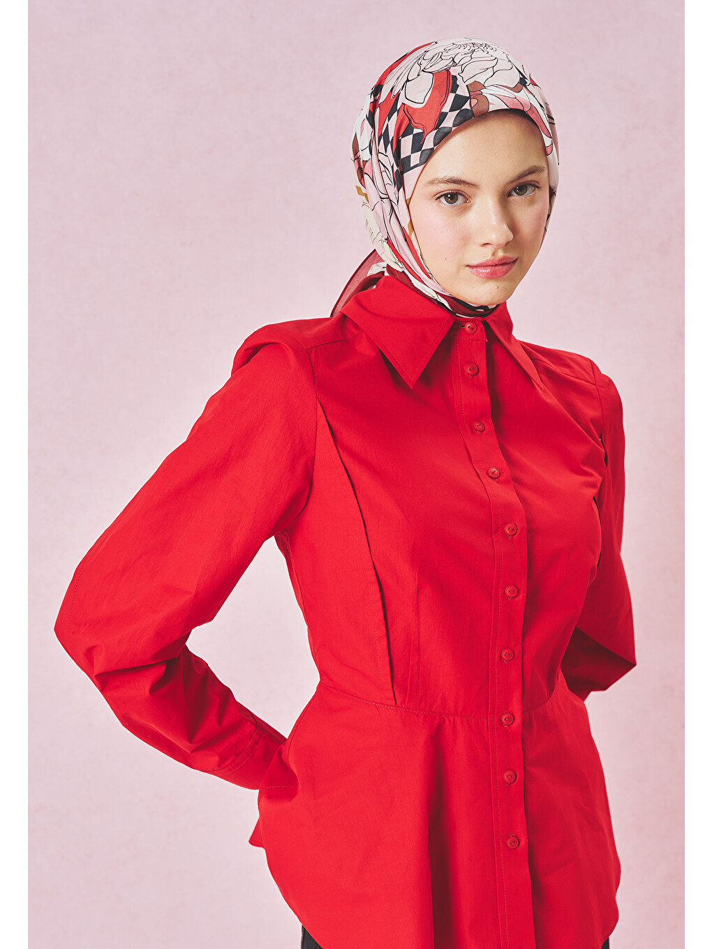 Pembe Tales Of Love Desen Floş Viskon Eşarp Vintage Rose-2