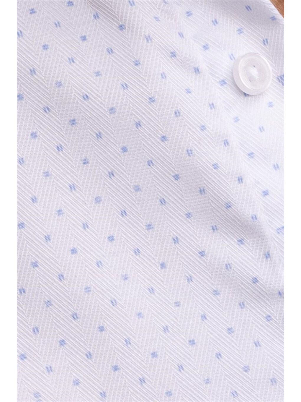Klasik Fit Uzun Kol Yaka İçi Biyeli Baskılı Erkek Beyaz Gömlek-4