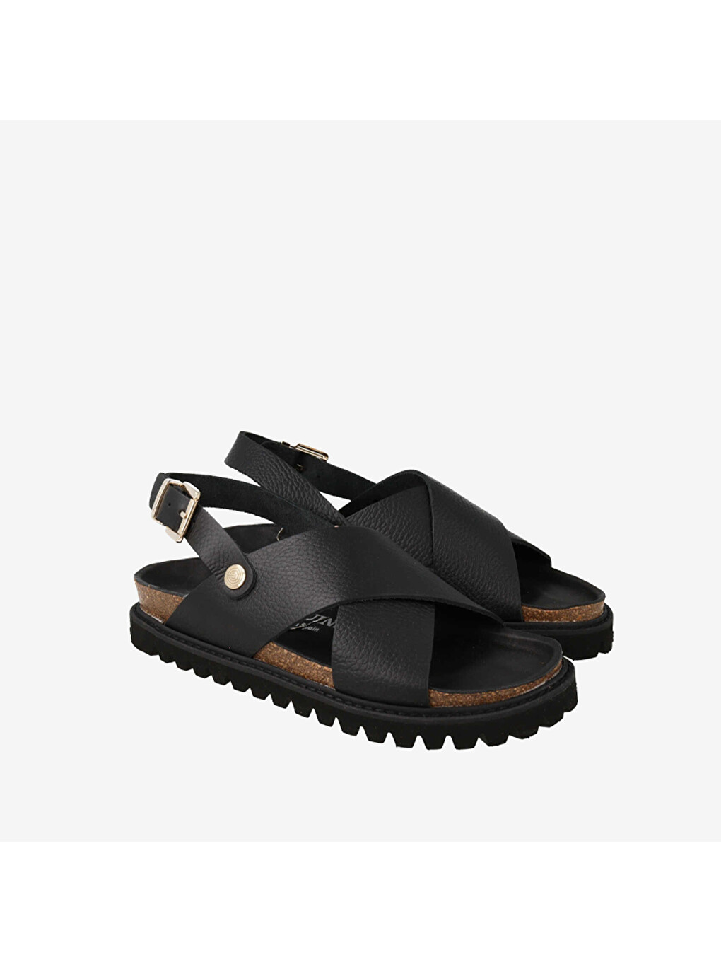 Siyah Kadın Sandalet G106772 Melen Embossed Leather Black-1