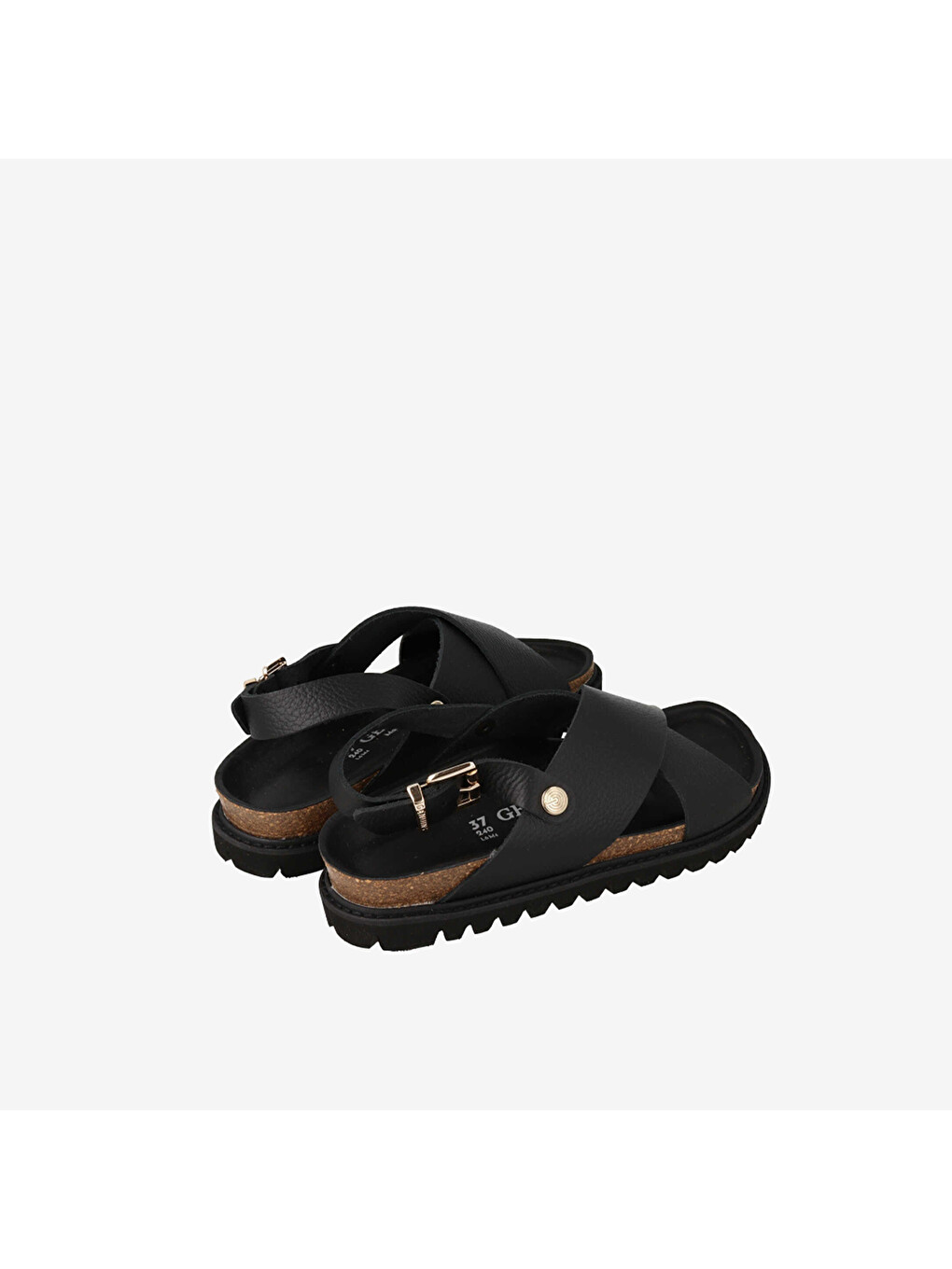 Siyah Kadın Sandalet G106772 Melen Embossed Leather Black-2