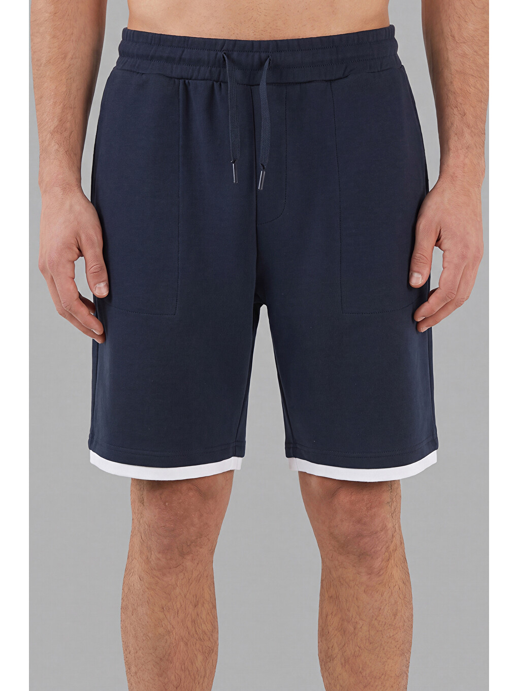İndigo Kumaş Çift Katmanlı Paça Detaylı Bağlamalı Short 5908091-2