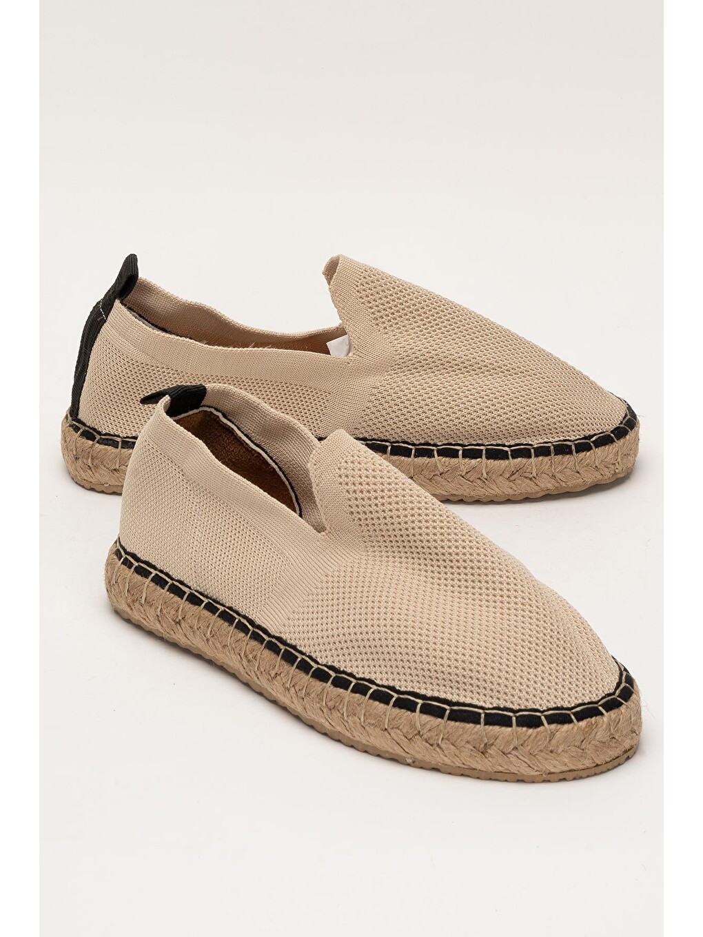 Unisex El Yapımı Triko Espadril Bej-1