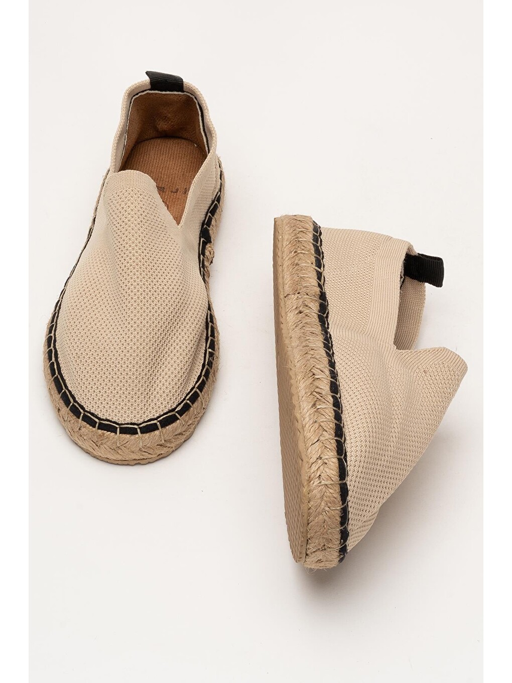 Unisex El Yapımı Triko Espadril Bej-6