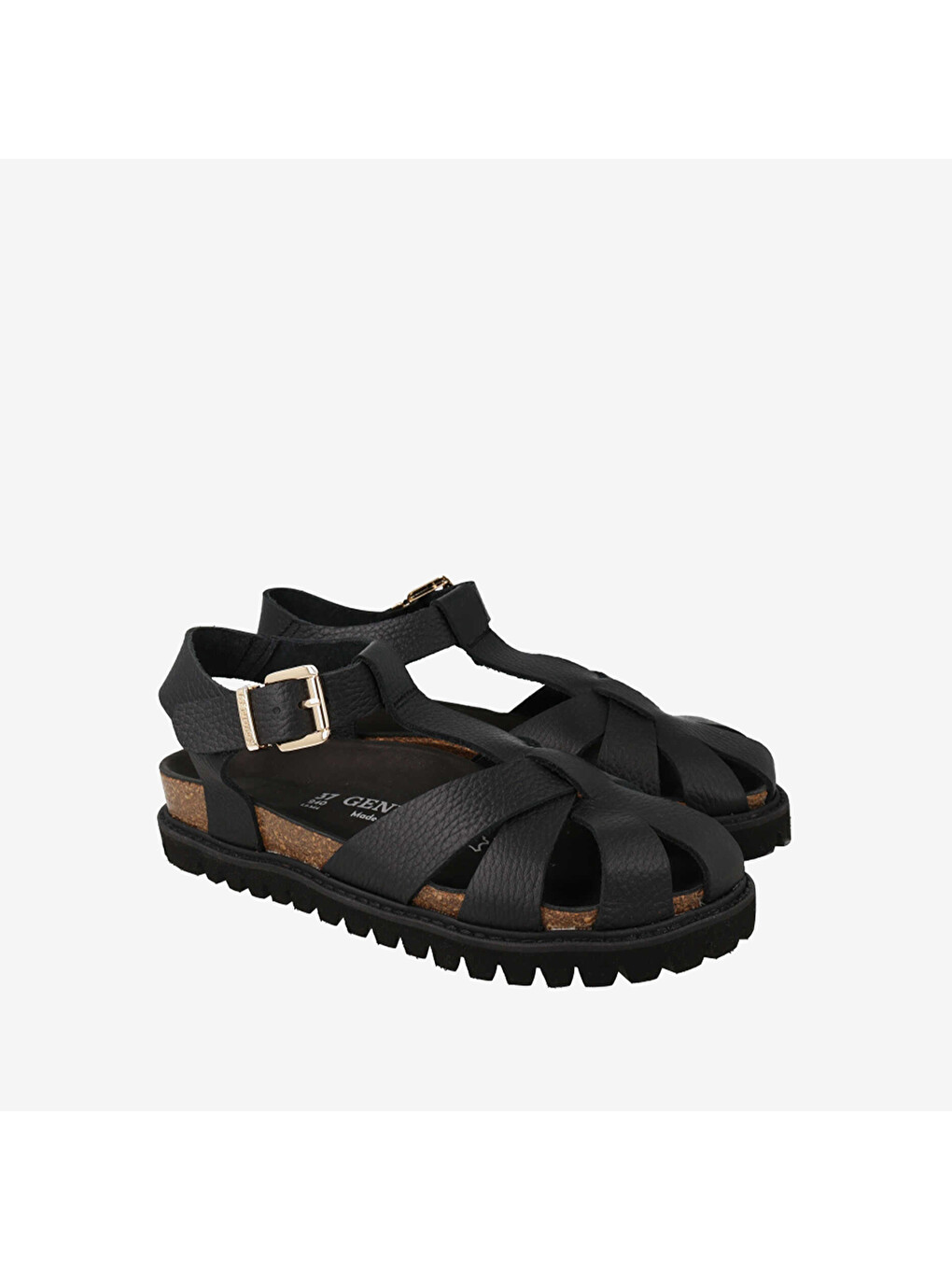 Siyah Kadın Sandalet G106775 Howea Embossed Leather Dark-1