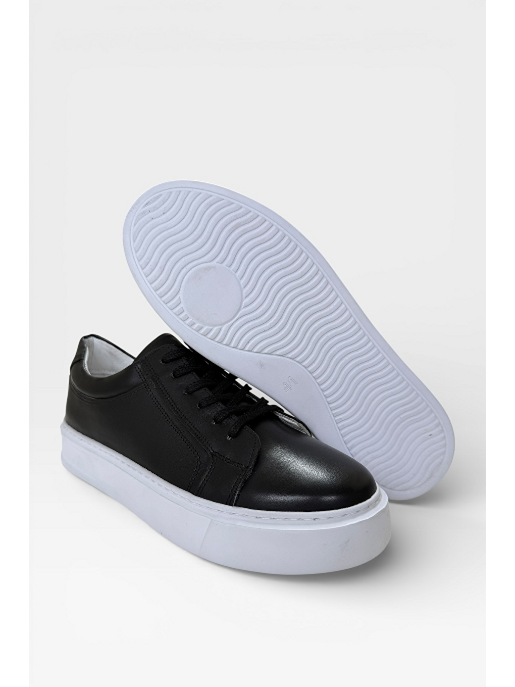 Hakiki Deri Sneaker Erkek Ayakkabı Siyah-6